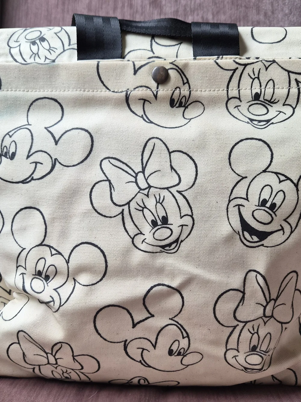 Petunia Pickle Bottom Disney Mickey Canvas Messenger Bag - Cream & Black